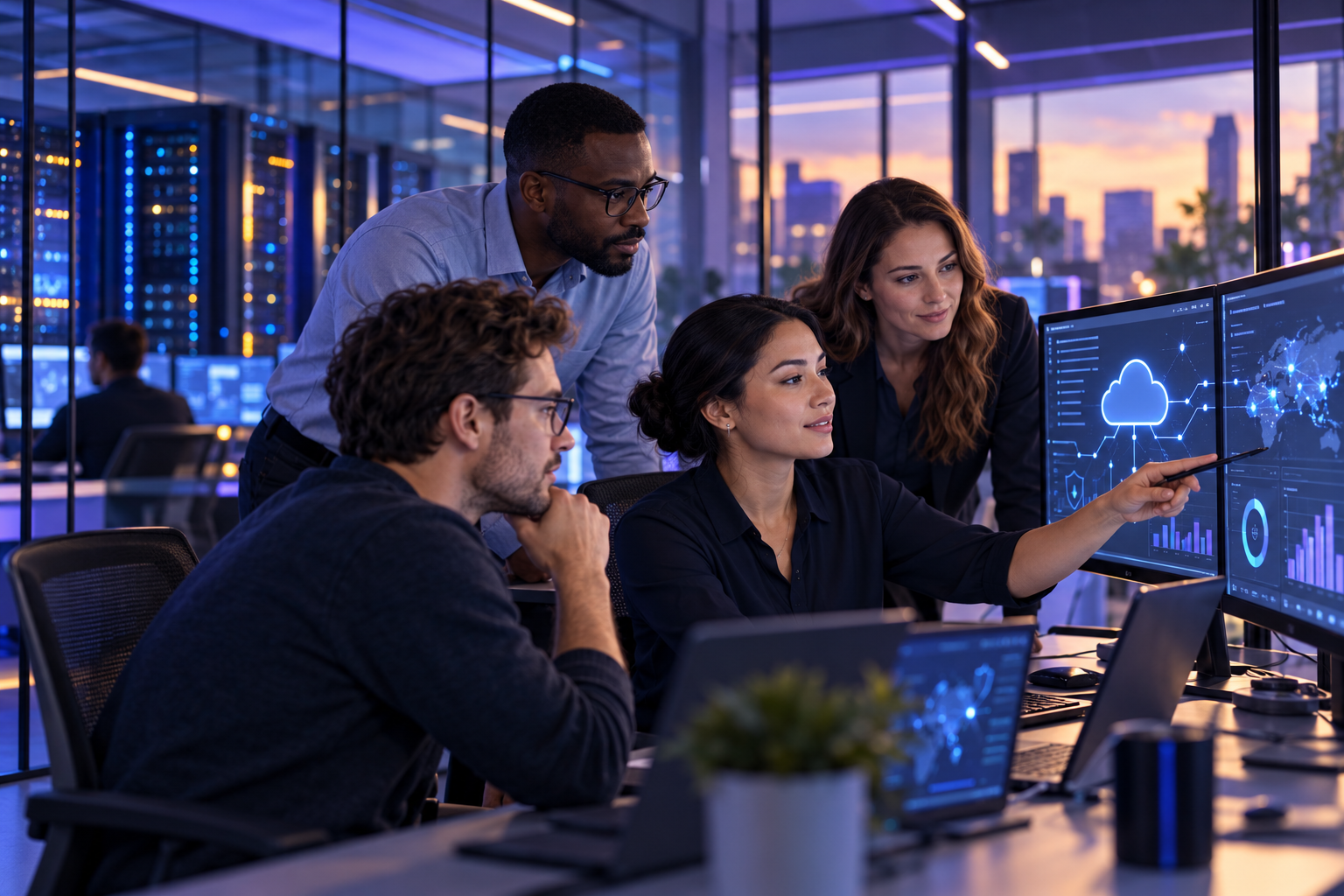 Connected software, cloud, cybersecurity, and server infrastructure